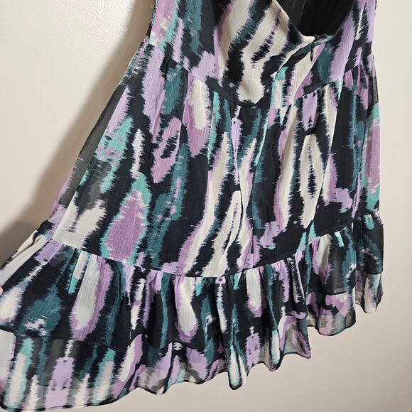 NWOT Chelsea 28 Halter Mini dress in Green Purple Blurry Ikat - Picture 9 of 13